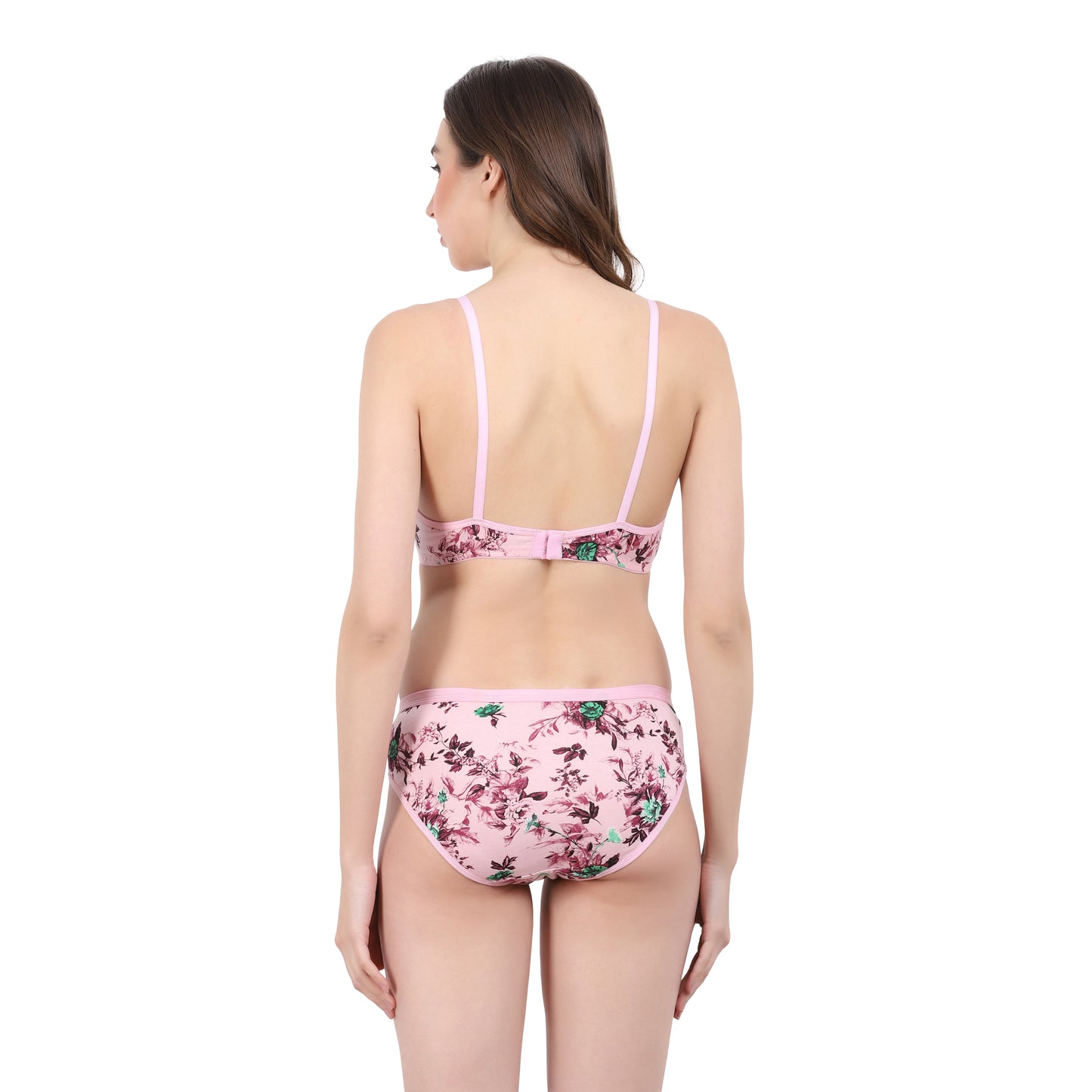 flomi women full coverage cotton printed bra panty set