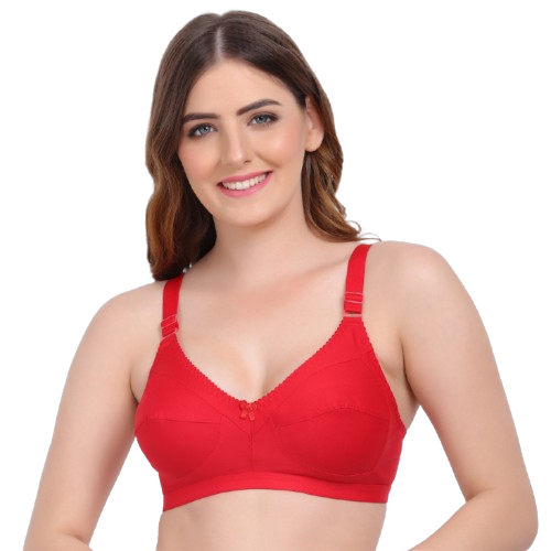 flomi women full coverage everyday cotton bra Red