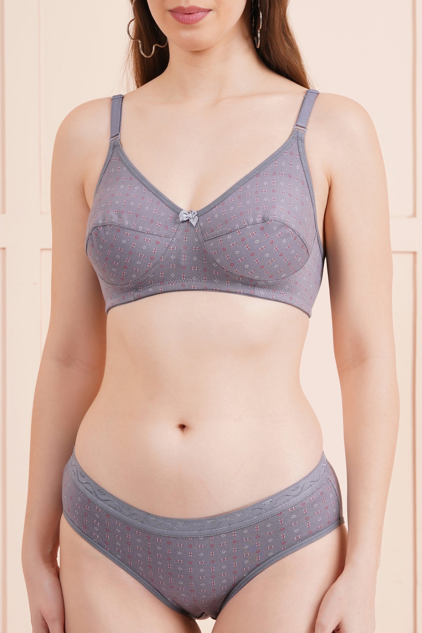 flomi women full coverage cotton printed bra panty set