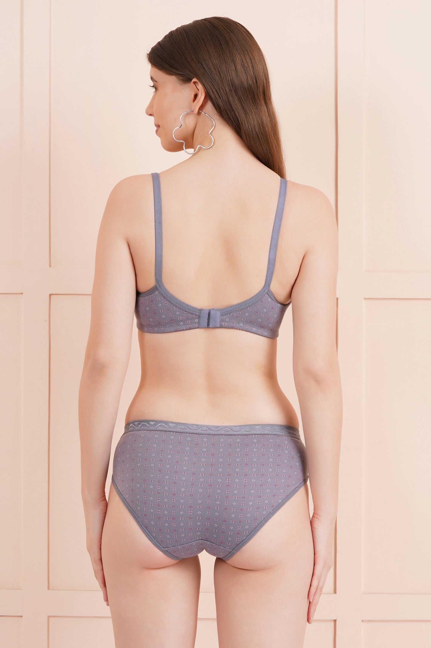 flomi women full coverage cotton printed bra panty set